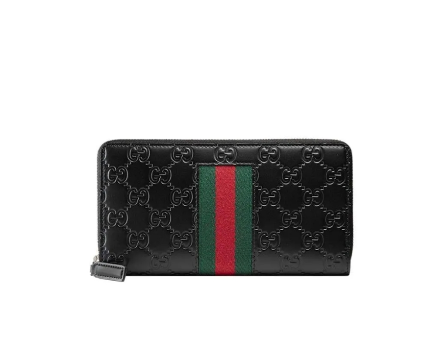 GUCCI(グッチ) グッチ シグネチャー レザー ウェブ ジップアラウンドウォレット