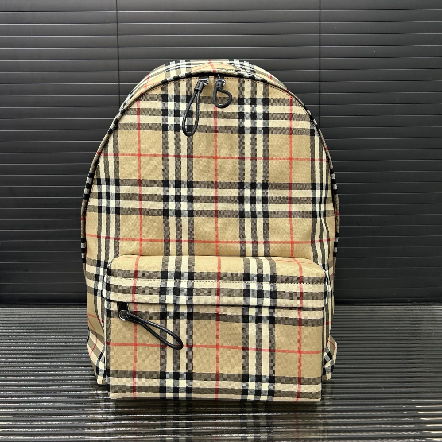 P260 Burberry バーバリー Vintage の格子模様とストライプのキャンバスダブルショルダーバッグ。