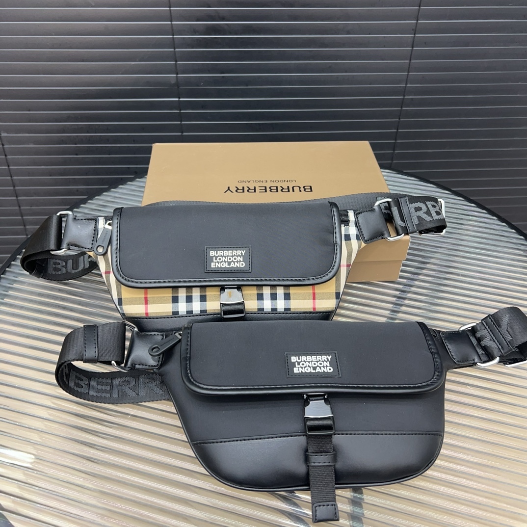 Burberry バーバリー チェック模様のウエストバッグ兼シングルショルダーバッグ。