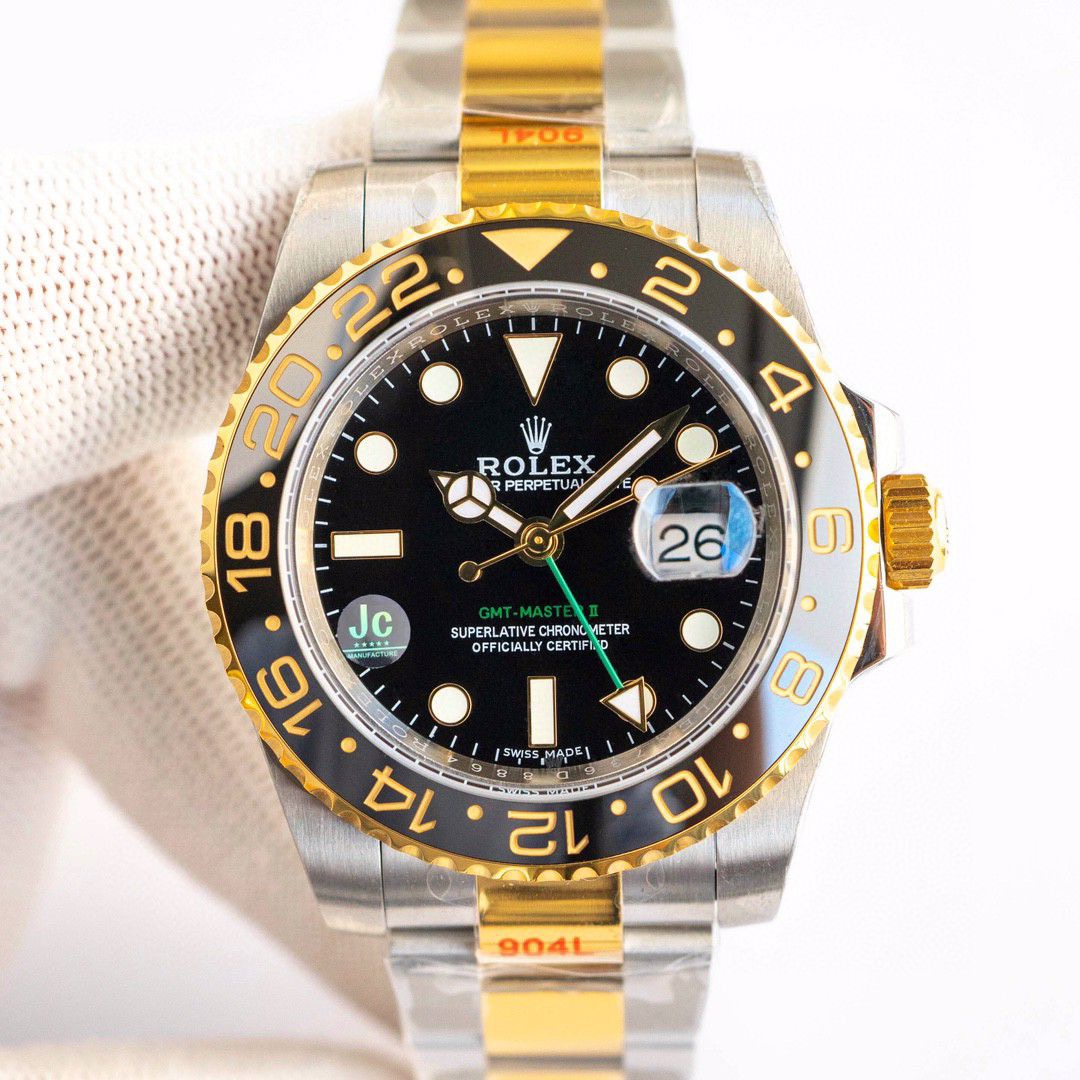 NEW 2025 新2025グリニッジGreenwich ll 42mm ブラックダイアル ベージュゴールドケース ロレックス