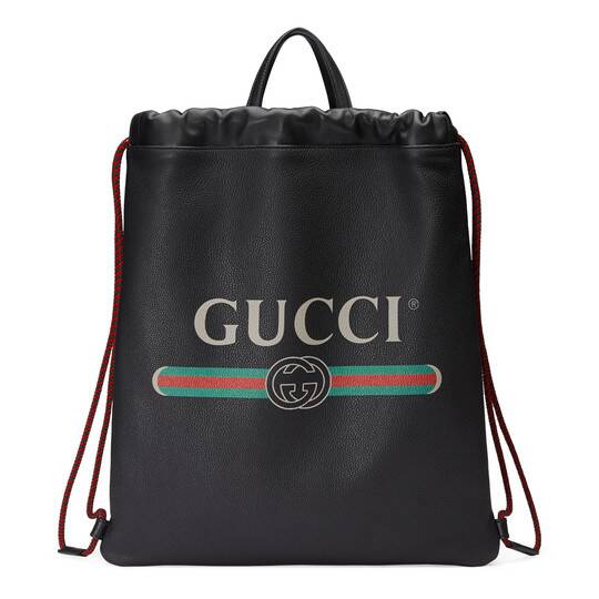GUCCI(グッチ)〔グッチ プリント〕レザー ドローストリング バックパック