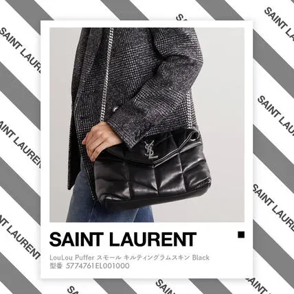 YSL LouLouPuffer Small キルティングラムスキン Black