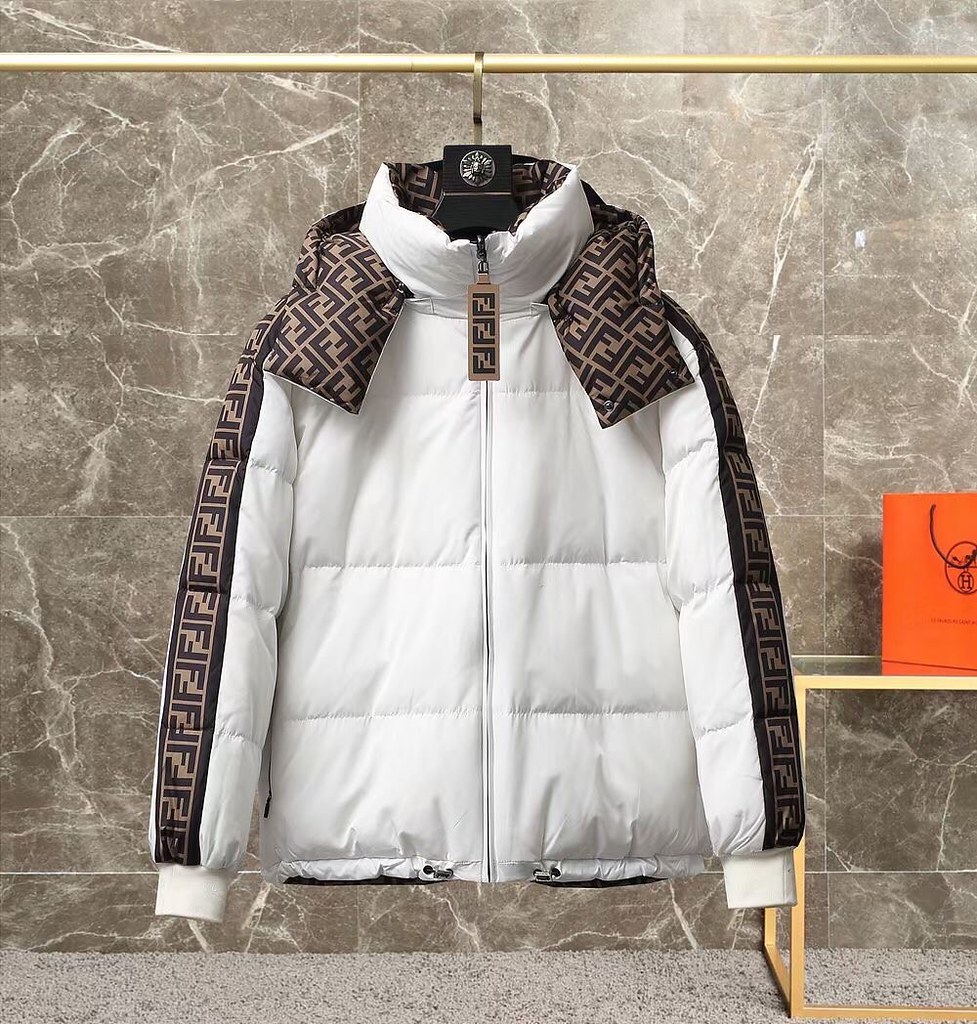 FENDI メンズダウンジャケットデザイナーダウンジャケットデザイナーダウンジャケット冬のファッションレターウォームメンズアウトドアカジュアルウインドプルーフカップルの同じジャケット