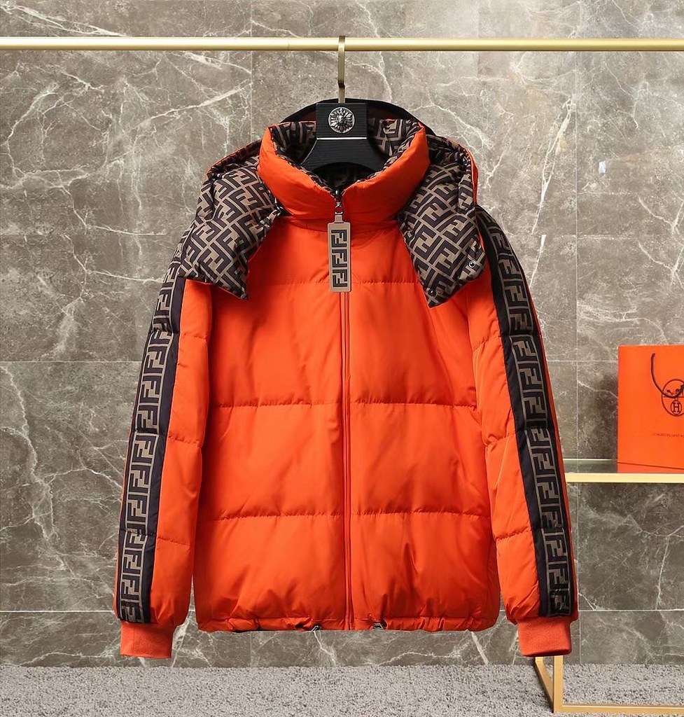 FENDI メンズダウンジャケットデザイナーダウンジャケットデザイナーダウンジャケット冬のファッションレターウォームメンズアウトドアカジュアルウインドプルーフカップルの同じジャケット