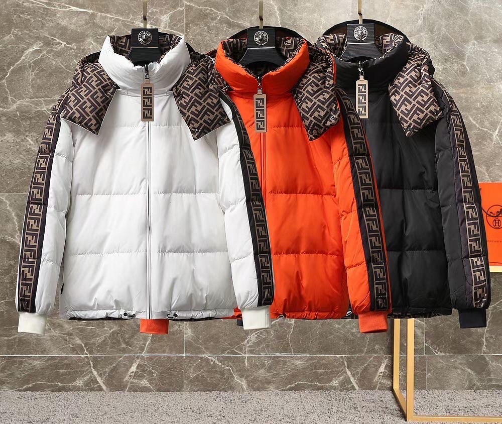 FENDI メンズダウンジャケットデザイナーダウンジャケットデザイナーダウンジャケット冬のファッションレターウォームメンズアウトドアカジュアルウインドプルーフカップルの同じジャケット