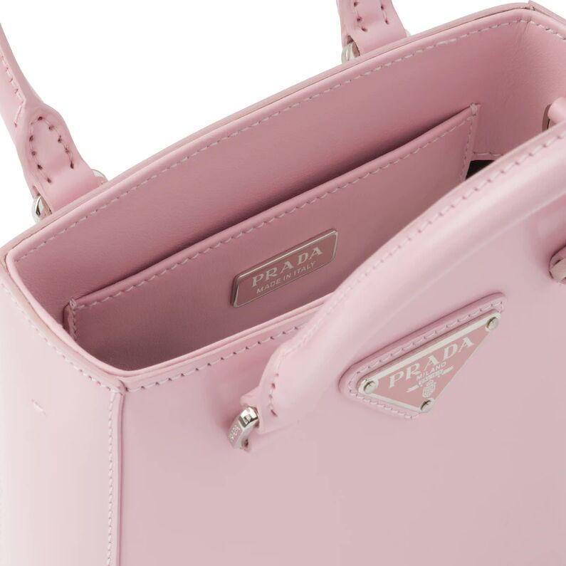 PRADA(プラダ) スモール ブラッシュドレザー トートバッグ ピンク