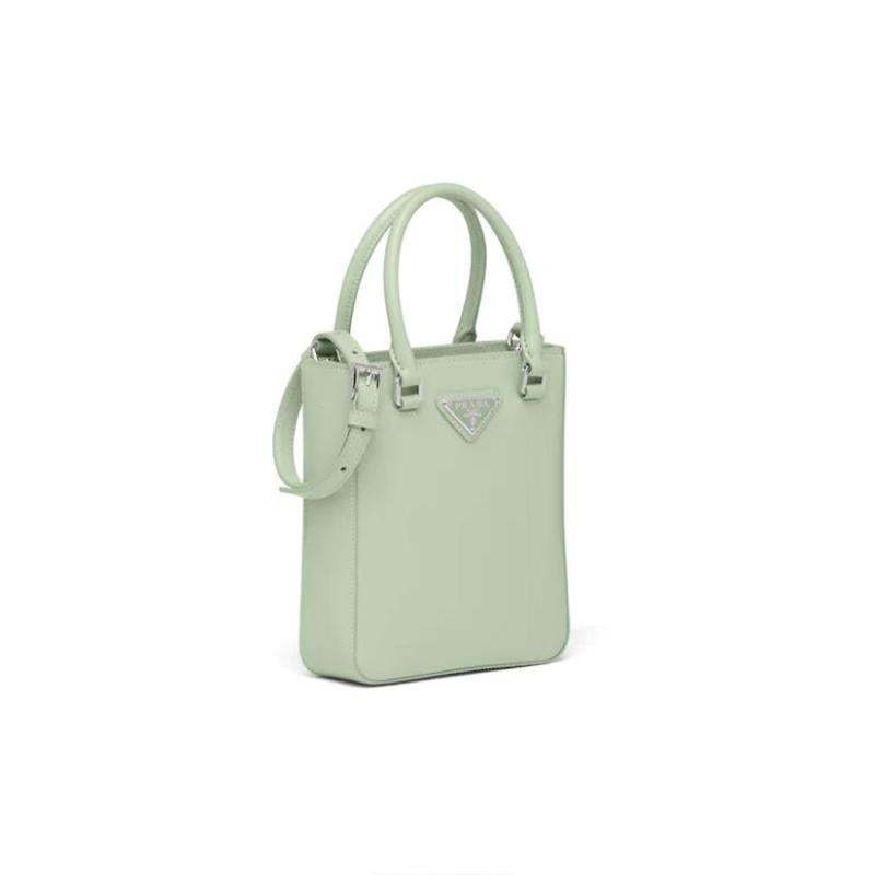 PRADA(プラダ) スモール ブラッシュドレザー トートバッグ グリーン