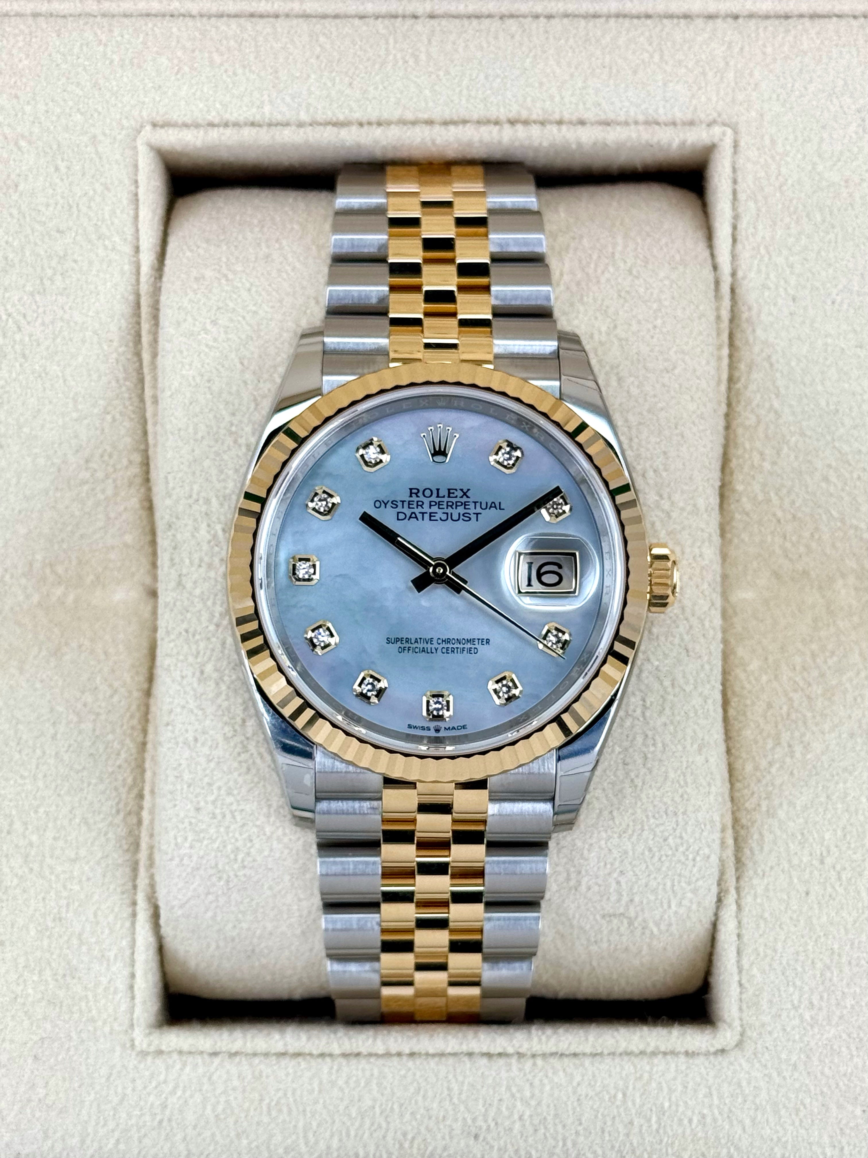 NEW 2024 ロレックス デイトジャスト 36mm 126233 マザーオブパール ダイヤモンドダイヤル