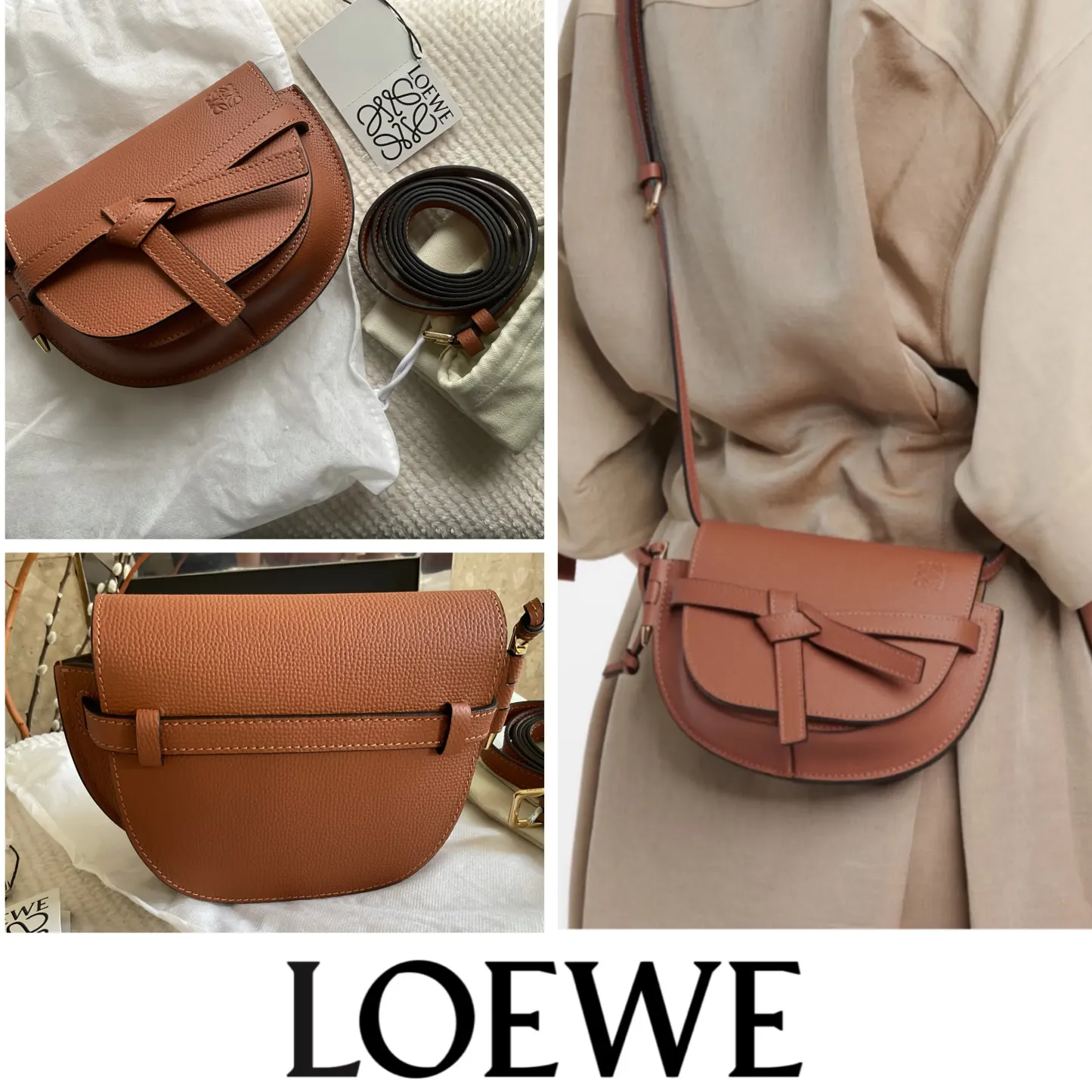 LOEWE GATEロエベゲートミニショルダーバッグ　タン