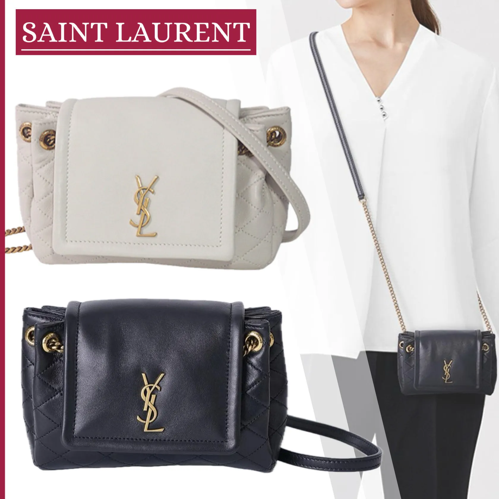 関税送料込国内発送★SAINT LAURENT モノグラム ミニ ノリータ