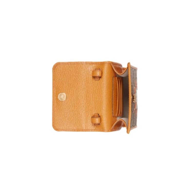 【GUCCI×KAIジョイントモデル】グッチ テディベアプリント キャンバスとレザー ワンショルダー斜め携帯バッグ/ミニ ベージュ エボニー