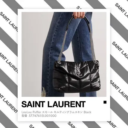 YSL LouLouPuffer Small キルティングラムスキン Black