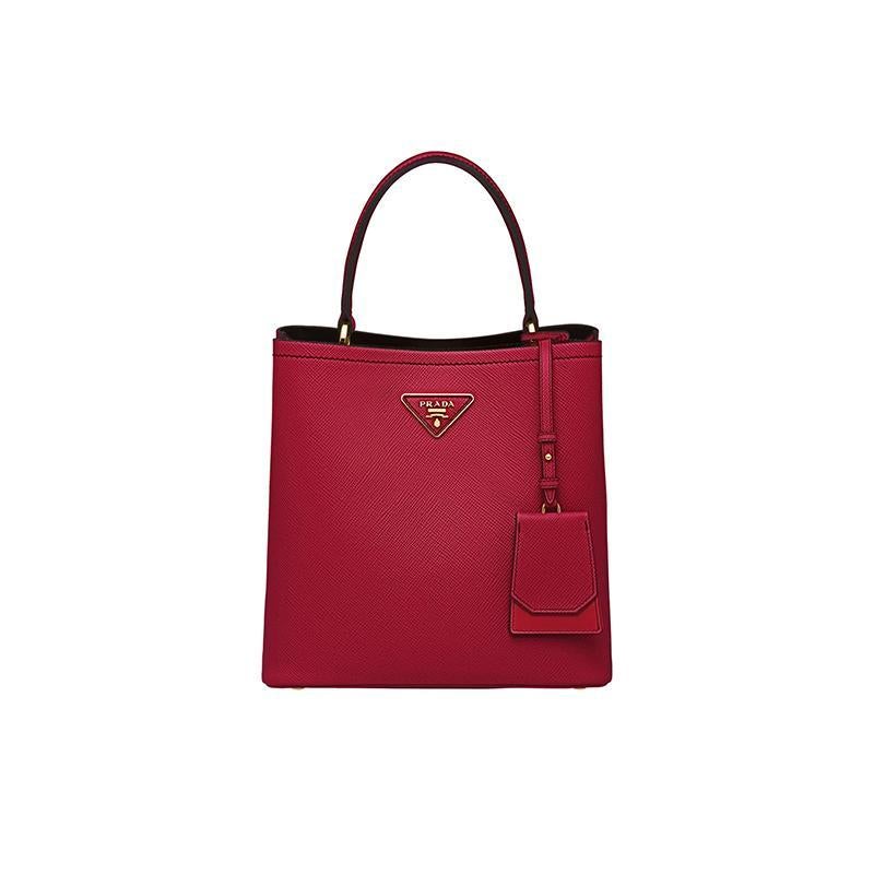 PRADA(プラダ) パニエ サフィアーノレザーバッグ レッド