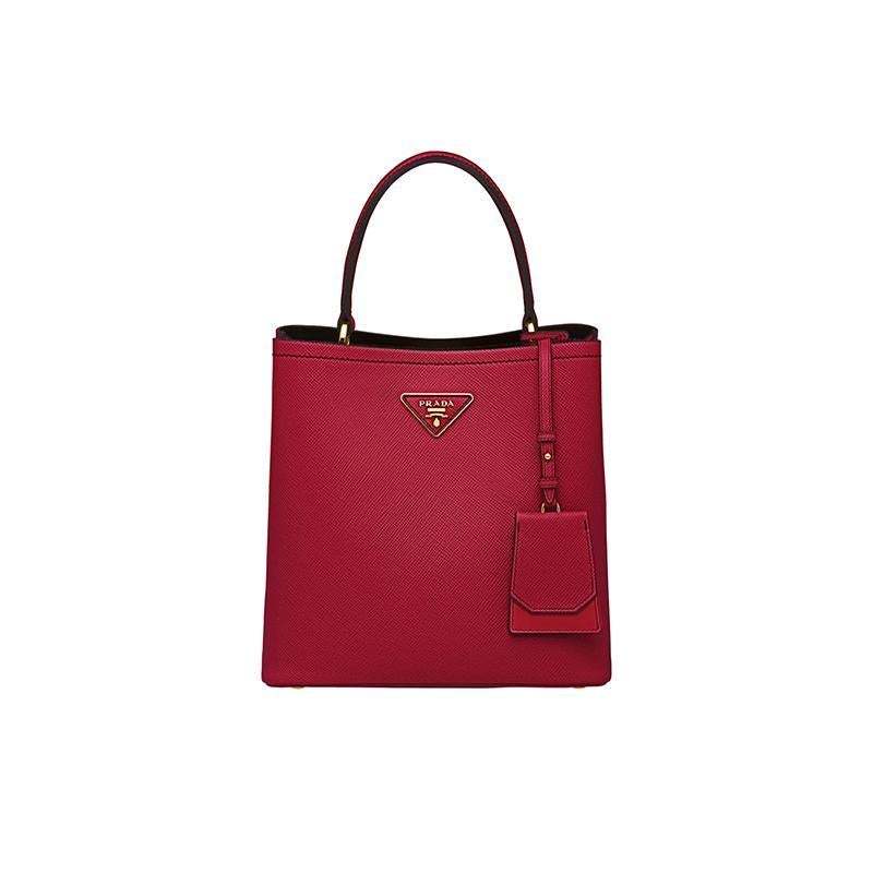 PRADA(プラダ) パニエ サフィアーノレザーバッグ レッド