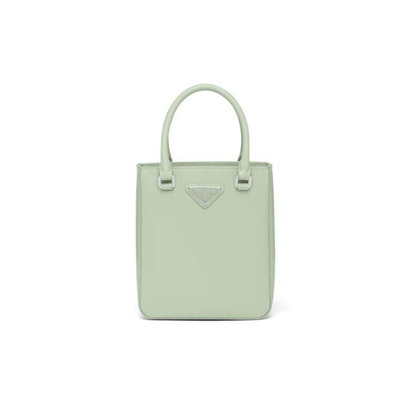 PRADA(プラダ) スモール ブラッシュドレザー トートバッグ グリーン