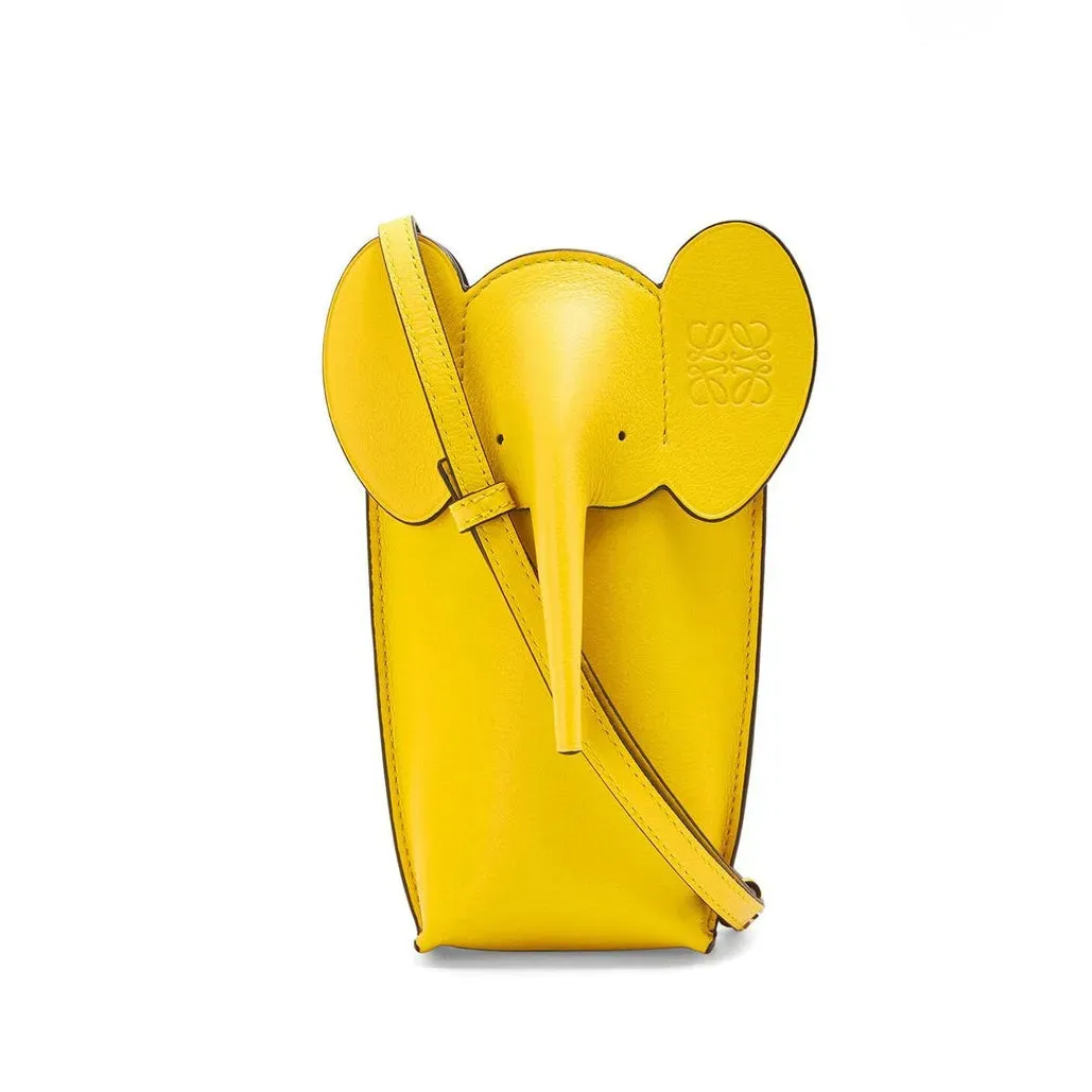 【バーゲンセール開催中！】 ロエベ 像 アナグラム エレファント ポケット ポシェット ショルダーバッグ カーフレザー レディース