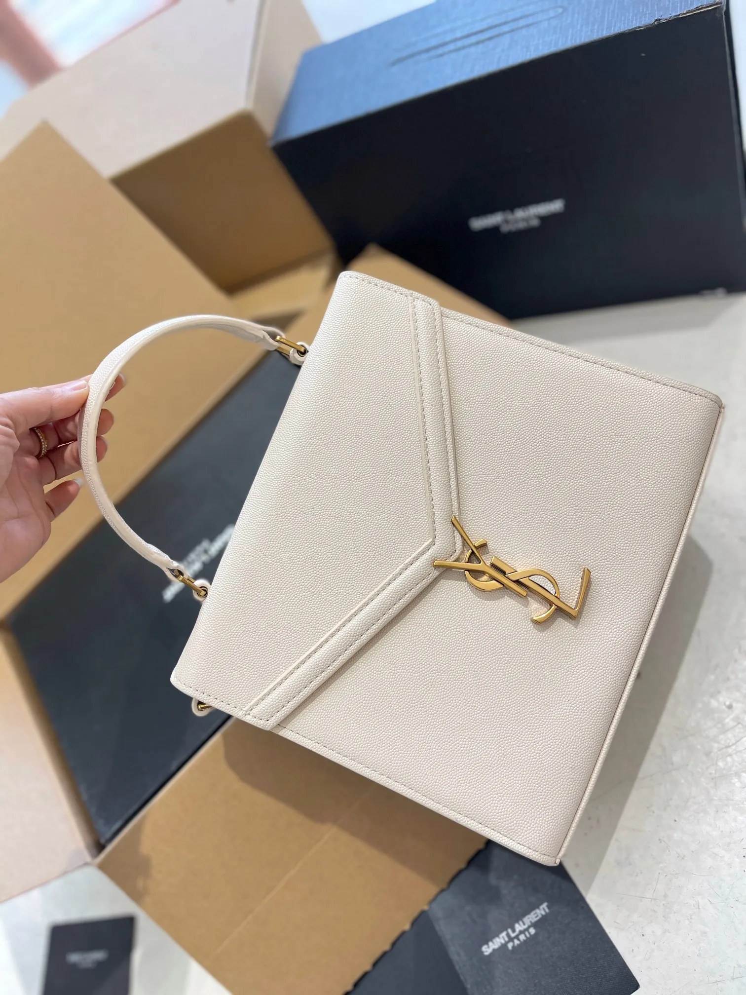 SAINT LAURENT 関税補償☆ カサンドラ2WAY ホワイト/ブラック