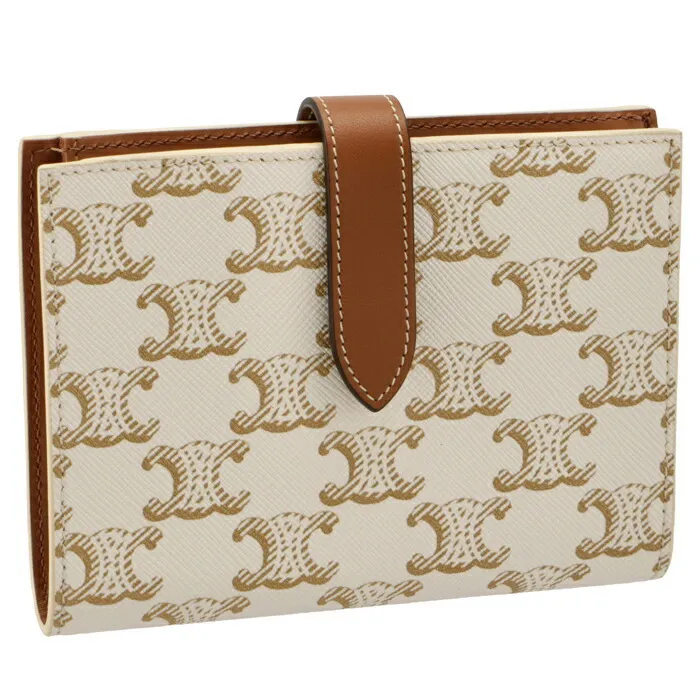 CELINE ミディアム ストラップウォレット ホワイト / タン