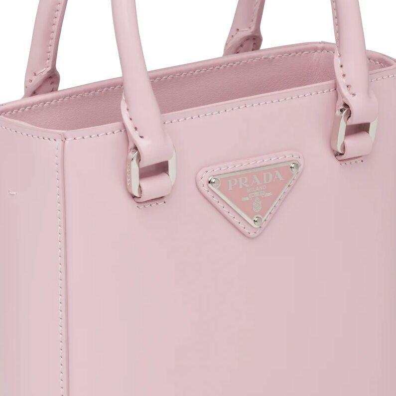 PRADA(プラダ) スモール ブラッシュドレザー トートバッグ ピンク