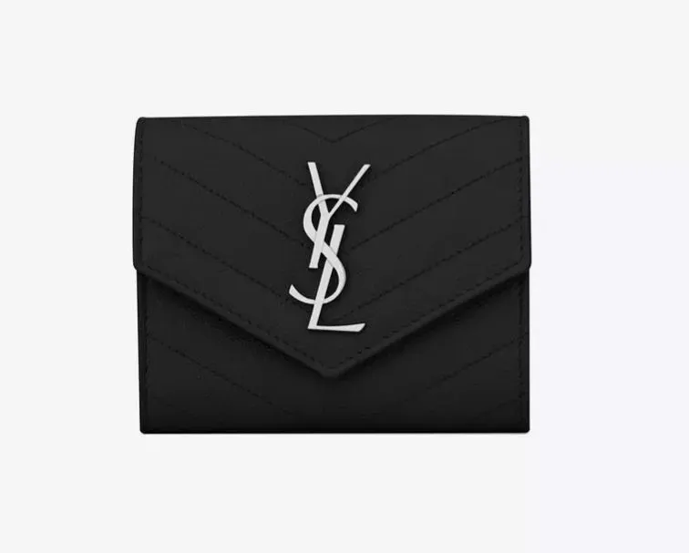 MONOGRAM黒い粒状のジャガード革短い三つ折り財布