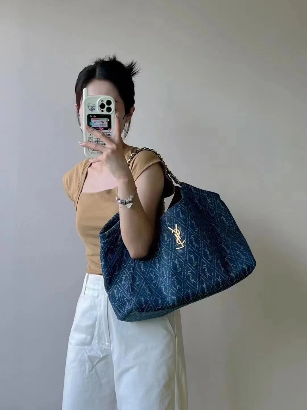 YSL デニム 脇の下のバッグ サイズ45×35cm 大容量