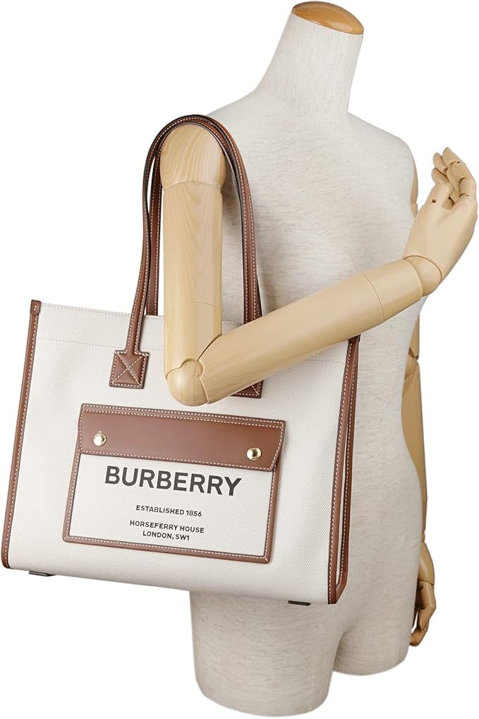 ​[バーバリー] トートバッグ 品番8044138 A1395 キャンバス&レザー ニュートート カラー：グレイッシュホワイト/ホワイト​