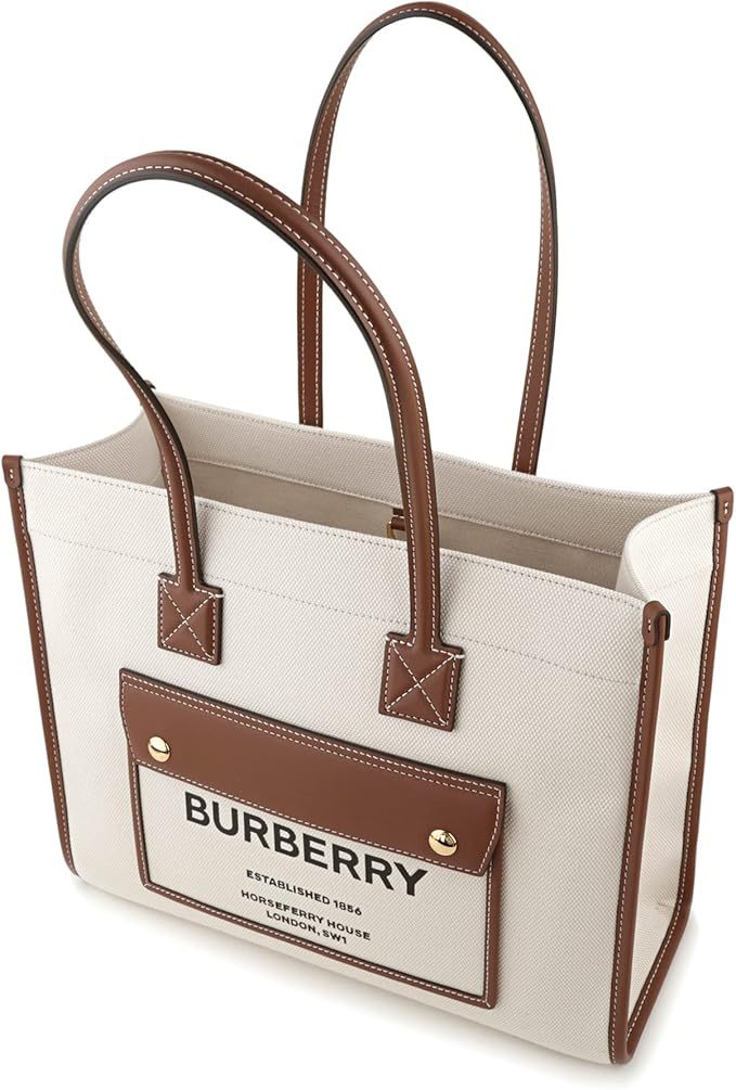 ​[バーバリー] トートバッグ 品番8044138 A1395 キャンバス&レザー ニュートート カラー：グレイッシュホワイト/ホワイト​