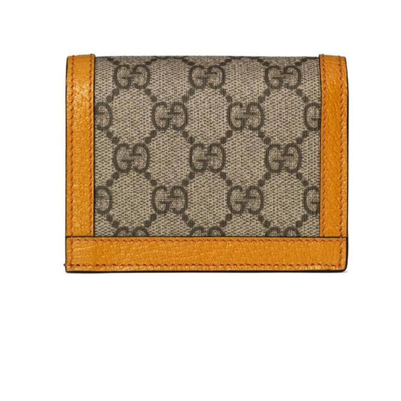 【GUCCI×KAIジョイントモデル】グッチ テディベアプリント 帆布とレザー ショートハーフフォールドウォレット ベージュ/エボニー