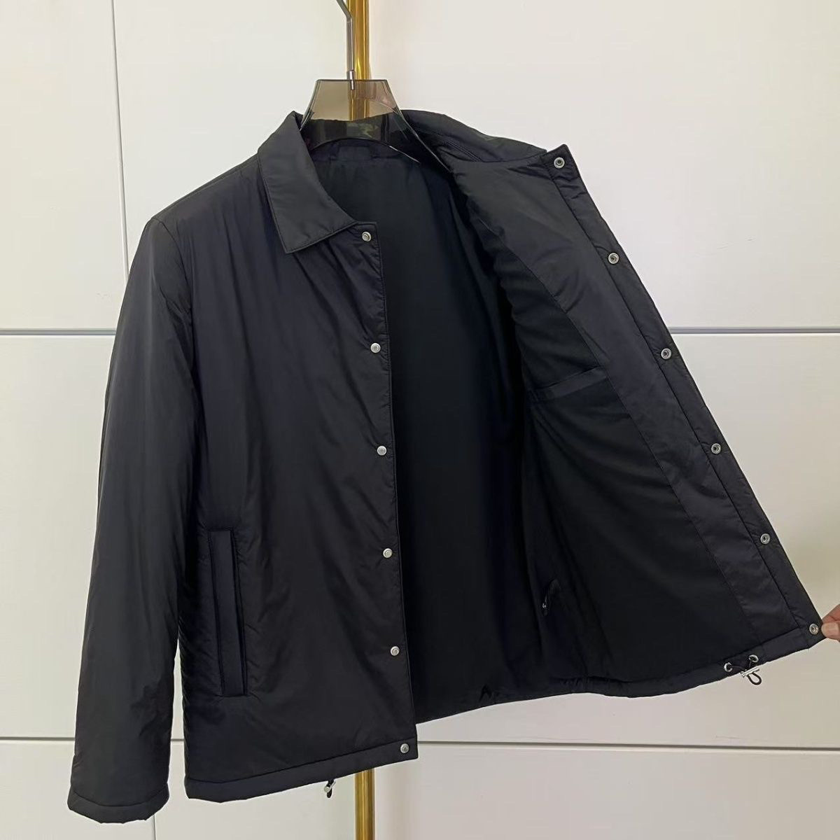 26 PRADA 新作 オープンカラーコットンジャケット メンズ スリム 保温
