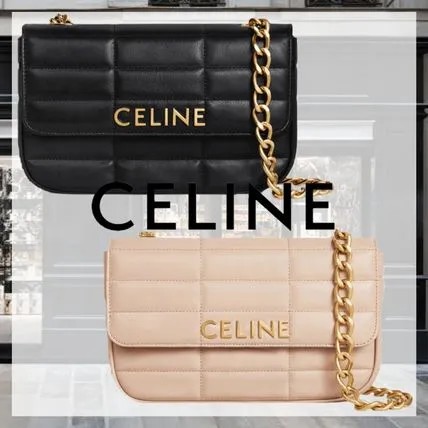 CELINE チェーン ショルダーバッグ マトラッセ モノクローム / キルティング ゴートスキン ブラック