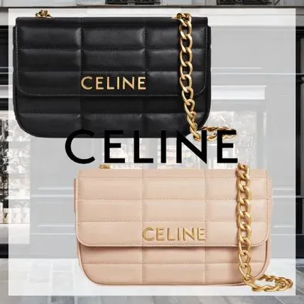 CELINE チェーン ショルダーバッグ マトラッセ モノクローム / キルティング ゴートスキン ブラック
