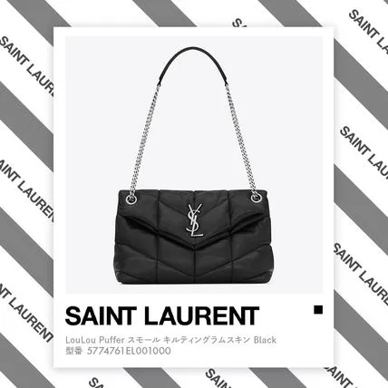 YSL LouLouPuffer Small キルティングラムスキン Black