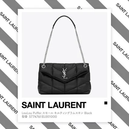 YSL LouLouPuffer Small キルティングラムスキン Black