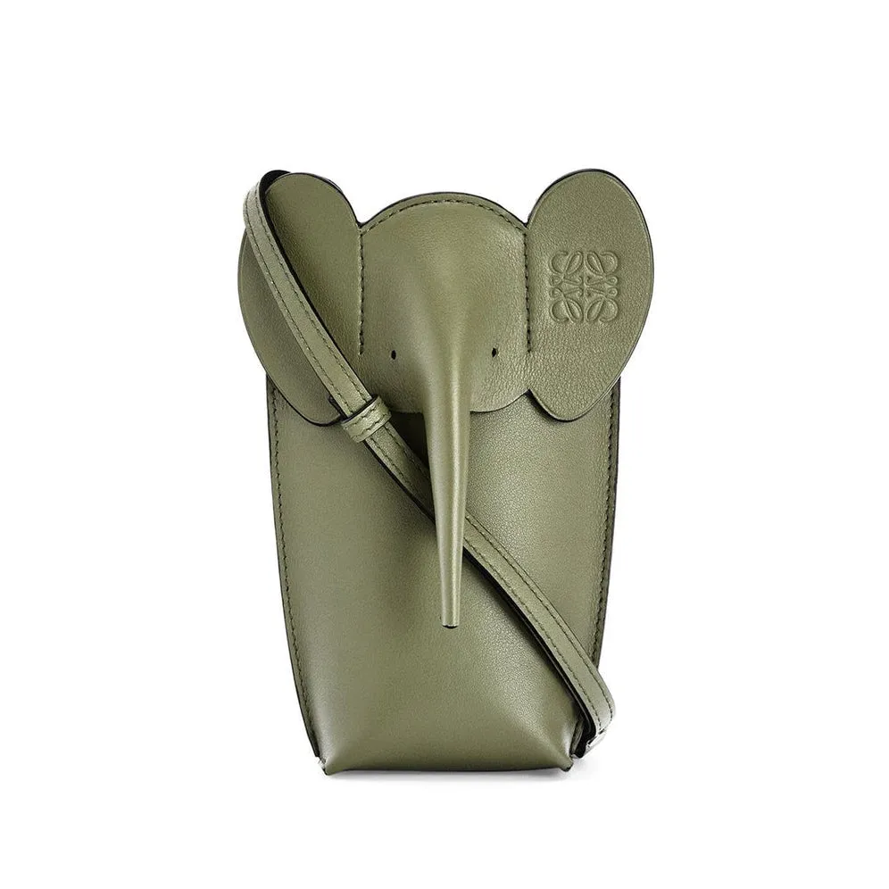 【バーゲンセール開催中！】 ロエベ 像 アナグラム エレファント ポケット ポシェット ショルダーバッグ カーフレザー レディース