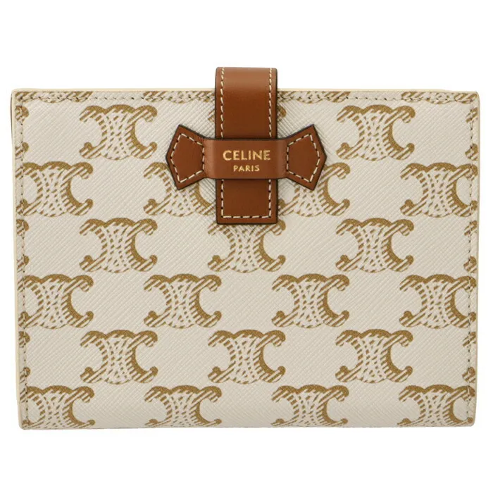 CELINE ミディアム ストラップウォレット ホワイト / タン