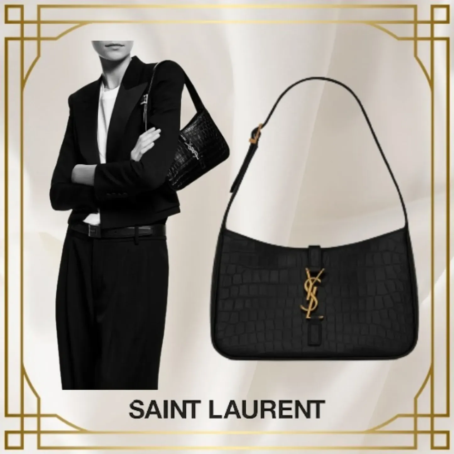 ル・サンカセット（クロコダイルエンボスシャイニーレザー）