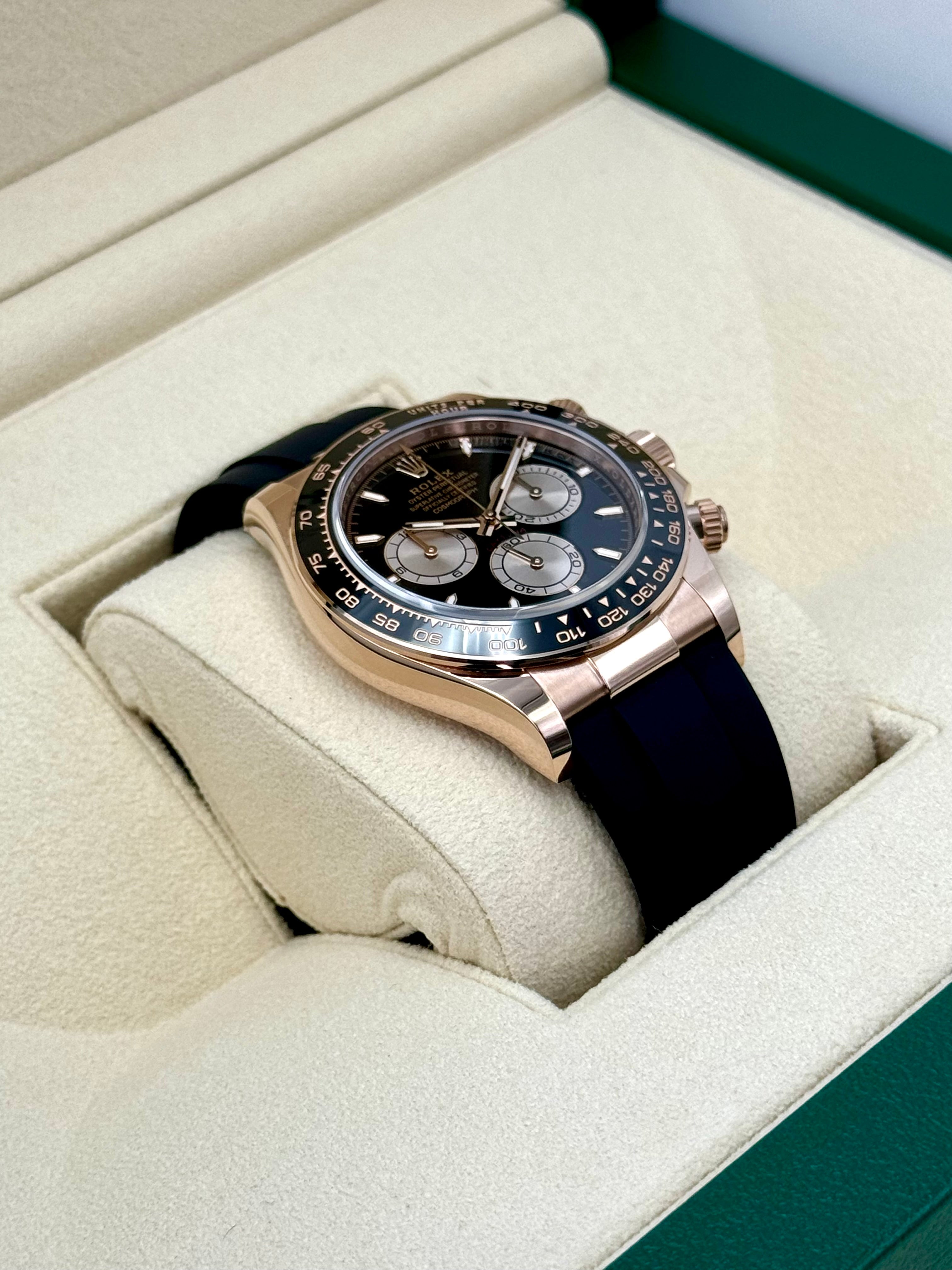 NEW 2024 ロレックスデイトナ40mm 126515LN ローズゴールドオイスターフレックスブラックダイヤル