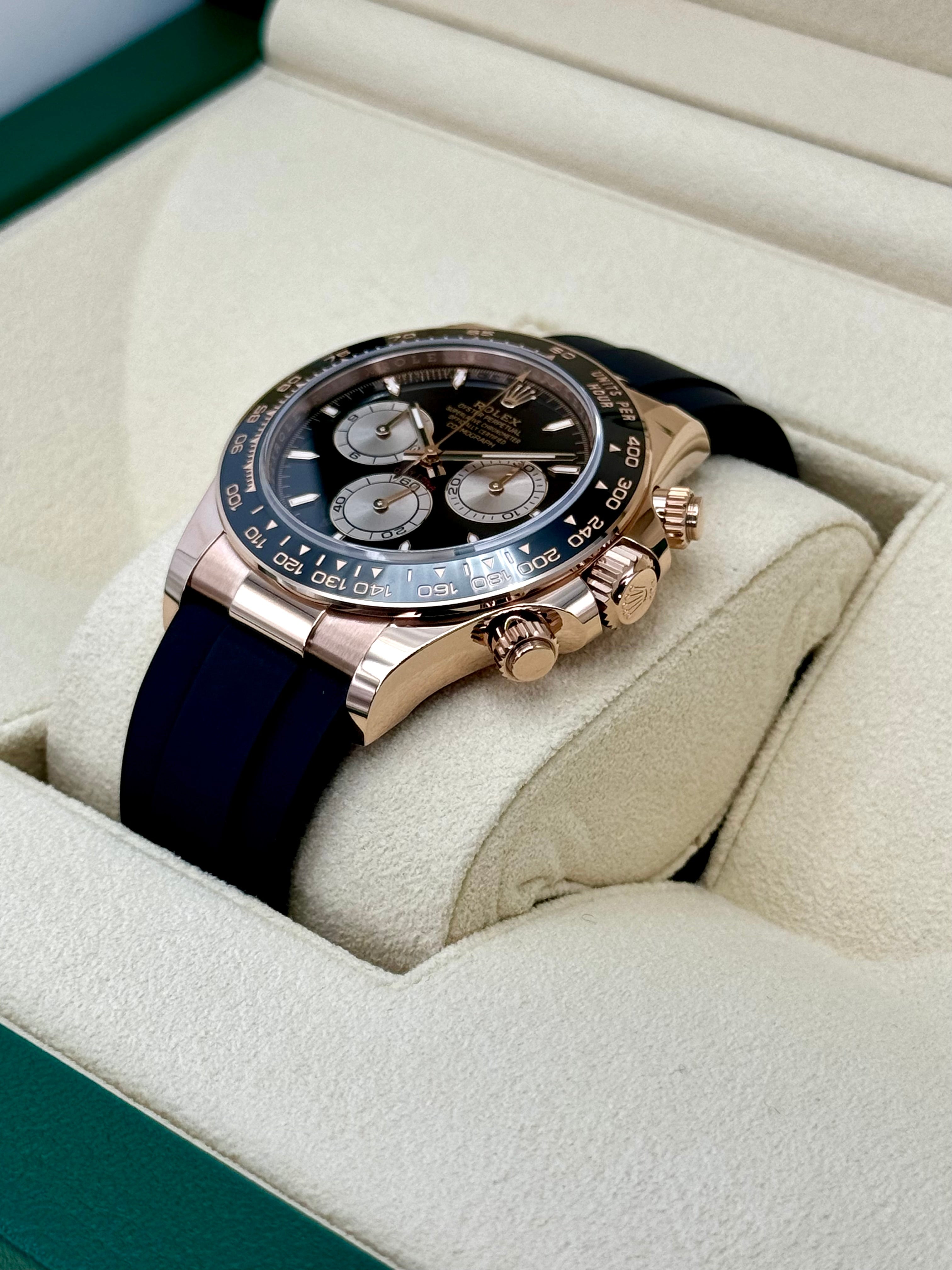 NEW 2024 ロレックスデイトナ40mm 126515LN ローズゴールドオイスターフレックスブラックダイヤル