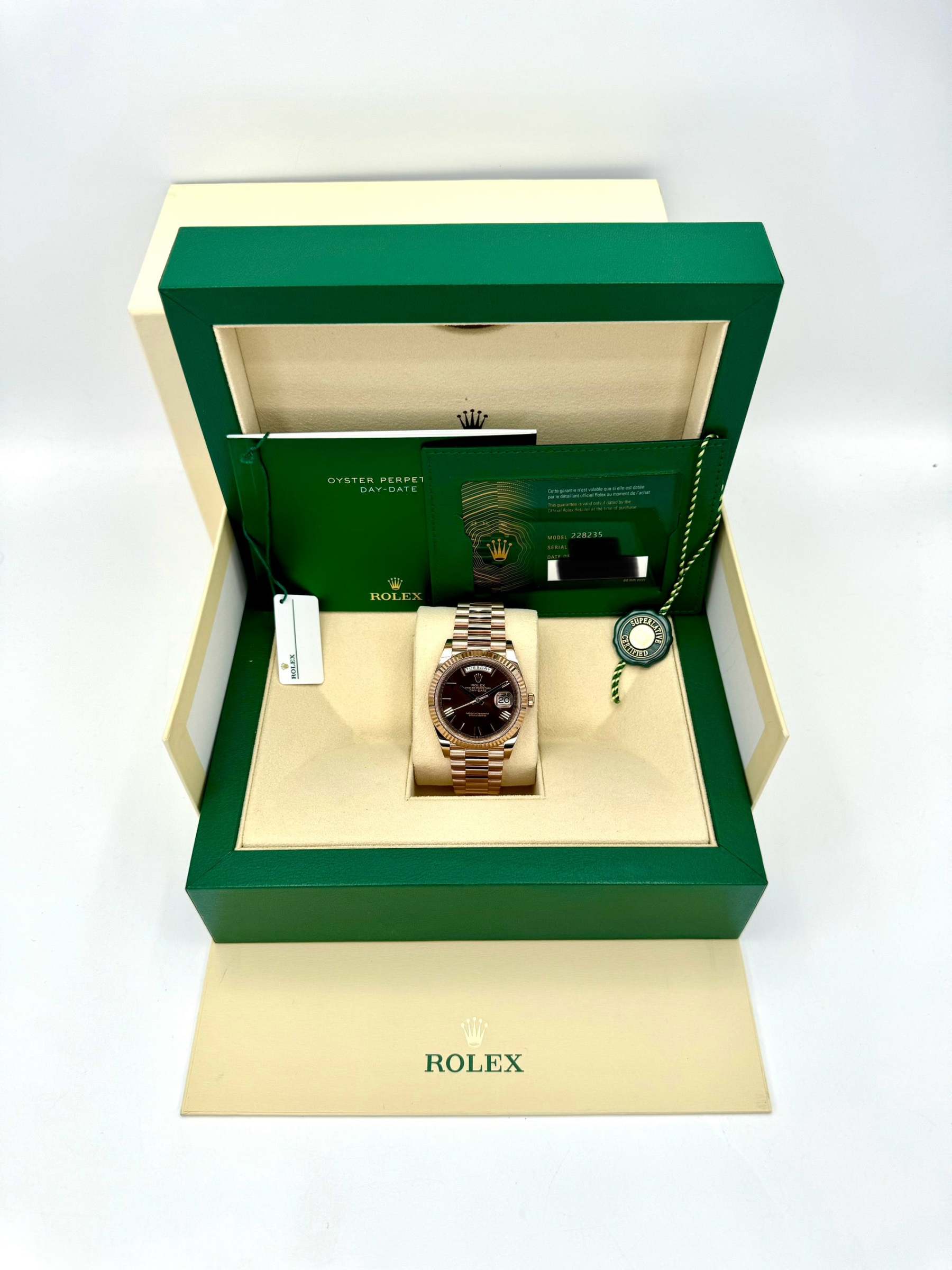 2024 ロレックス デイデイト 40mm 228235 ローズゴールド チョコレートダイヤル