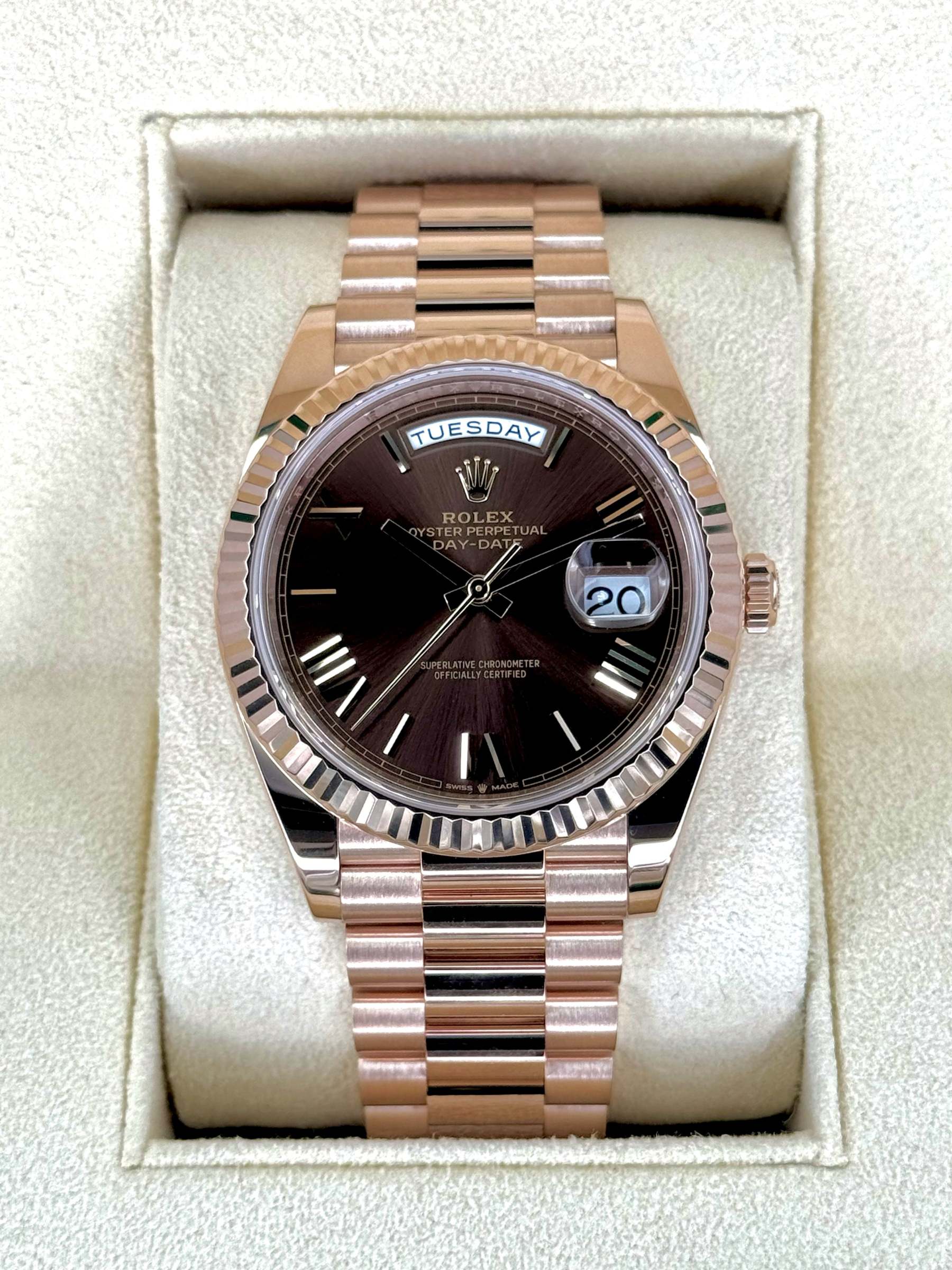 2024 ロレックス デイデイト 40mm 228235 ローズゴールド チョコレートダイヤル