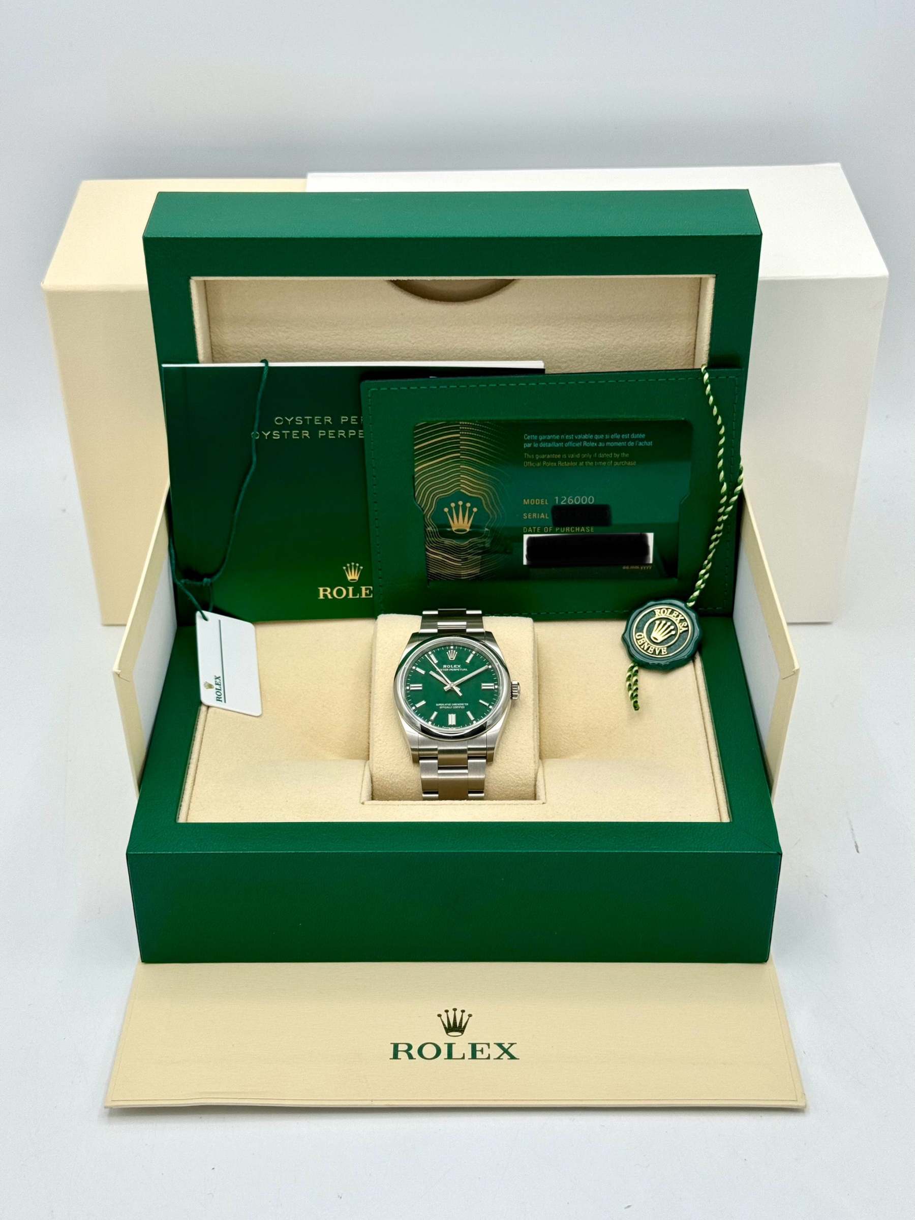 NEW 2024 ロレックス オイスターパーペチュアル 36mm 126000 グリーンダイヤル