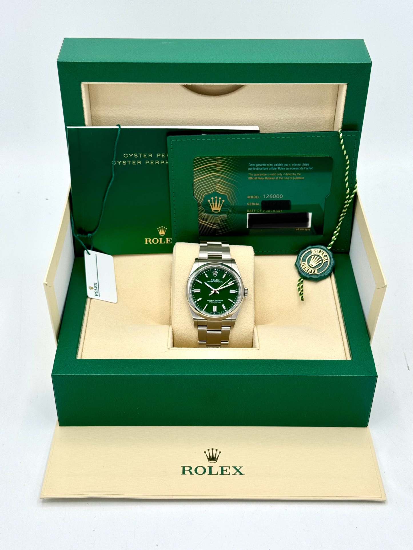 NEW 2024 ロレックス オイスターパーペチュアル 36mm 126000 グリーンダイヤル