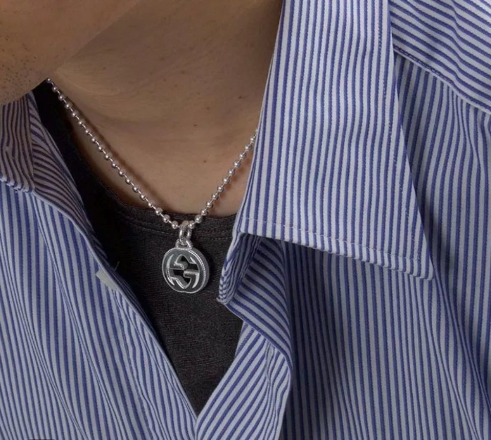 Gucci（グッチ）の interlocking のスモールサイズの玉型ビーズとダブル G のネックレス