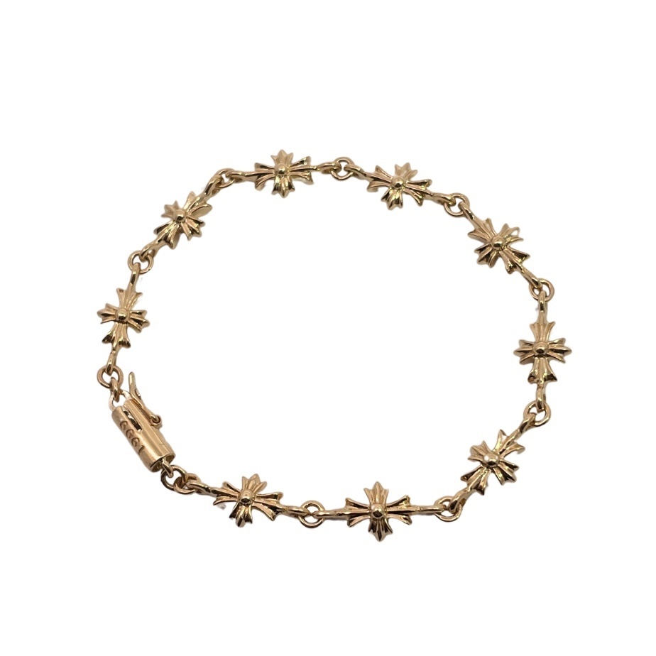 Chrome Hearts（クロム・ハーツ）の 22K 金メッキで石を嵌めた十字架ブレスレット