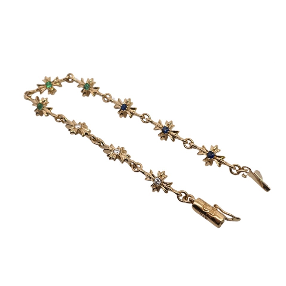 Chrome Hearts（クロム・ハーツ）の 22K 金メッキで石を嵌めた十字架ブレスレット