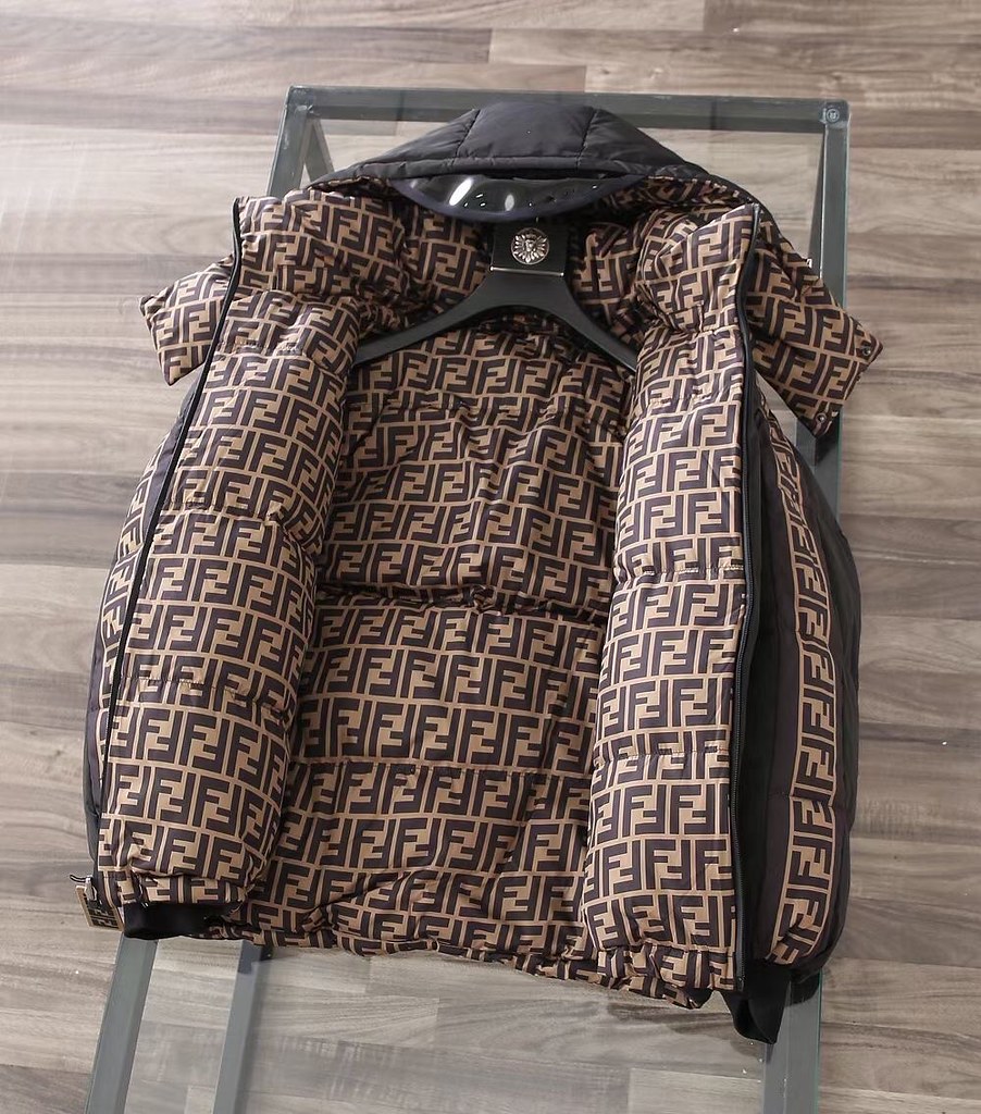 FENDI メンズダウンジャケットデザイナーダウンジャケットデザイナーダウンジャケット冬のファッションレターウォームメンズアウトドアカジュアルウインドプルーフカップルの同じジャケット