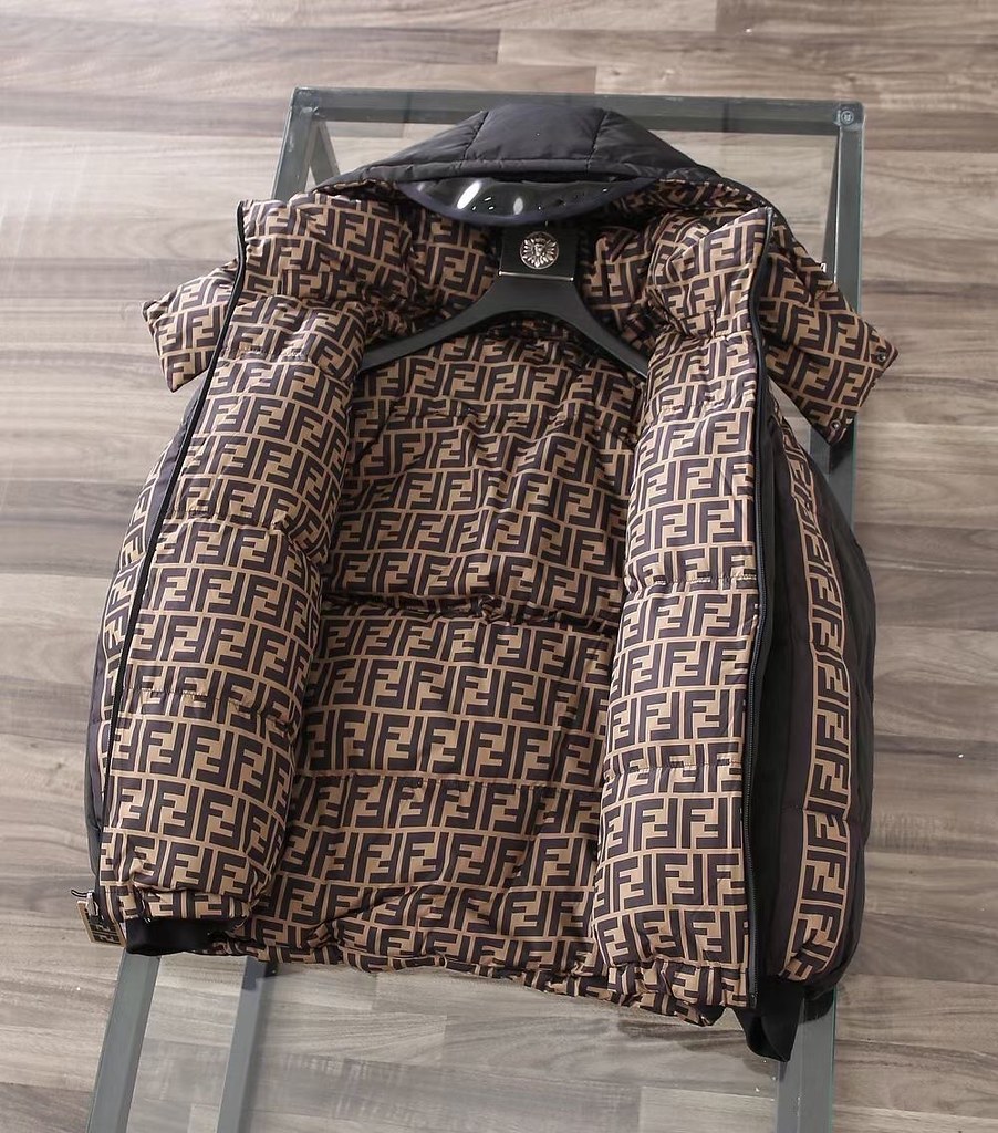 FENDI メンズダウンジャケットデザイナーダウンジャケットデザイナーダウンジャケット冬のファッションレターウォームメンズアウトドアカジュアルウインドプルーフカップルの同じジャケット