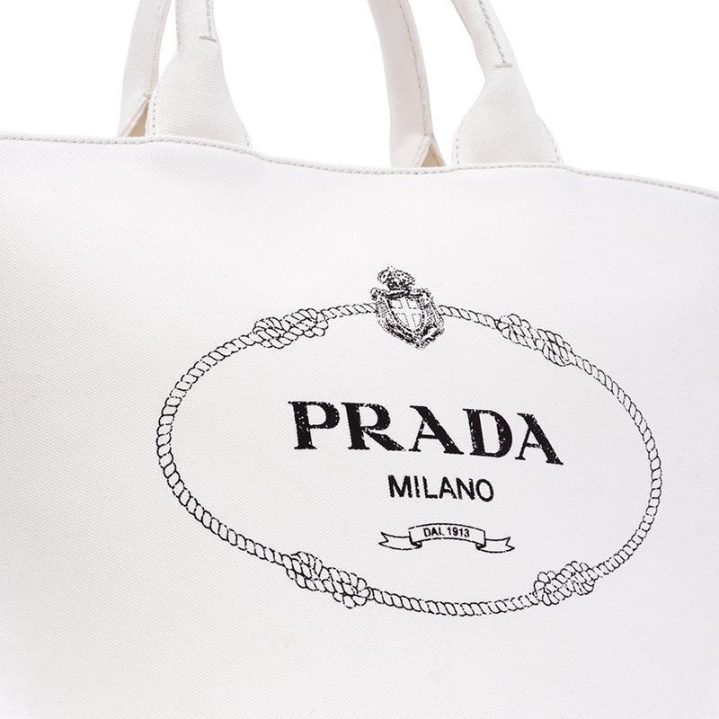 PRADA(プラダ) カナパ ファブリック ハンドバッグ ホワイト