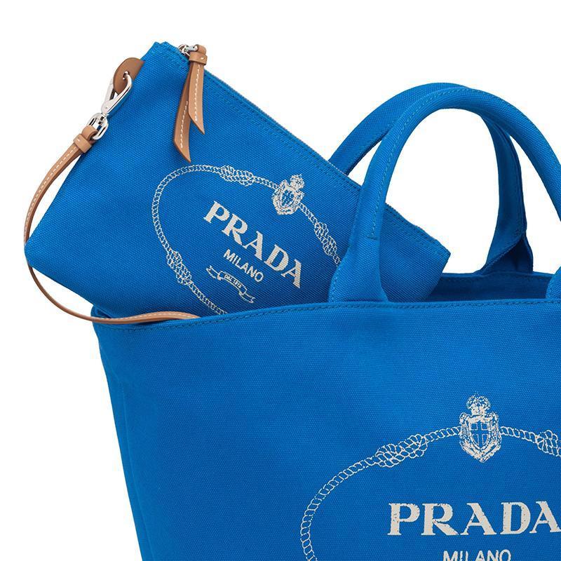 PRADA(プラダ) カナパ ファブリック ハンドバッグ ブルー