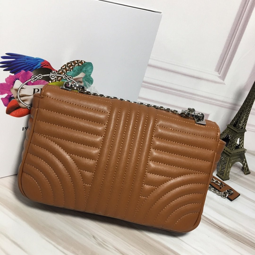 PRADA(プラダ) ダイアグラム レザー ショルダーバッグ ブラウン